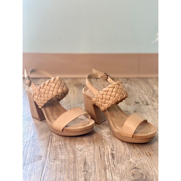 Pierre Dumas Morgen 3.5" Wedged Heel Braided Ankle Strap Women's Size 11 Taupe - Picture 3 of 5